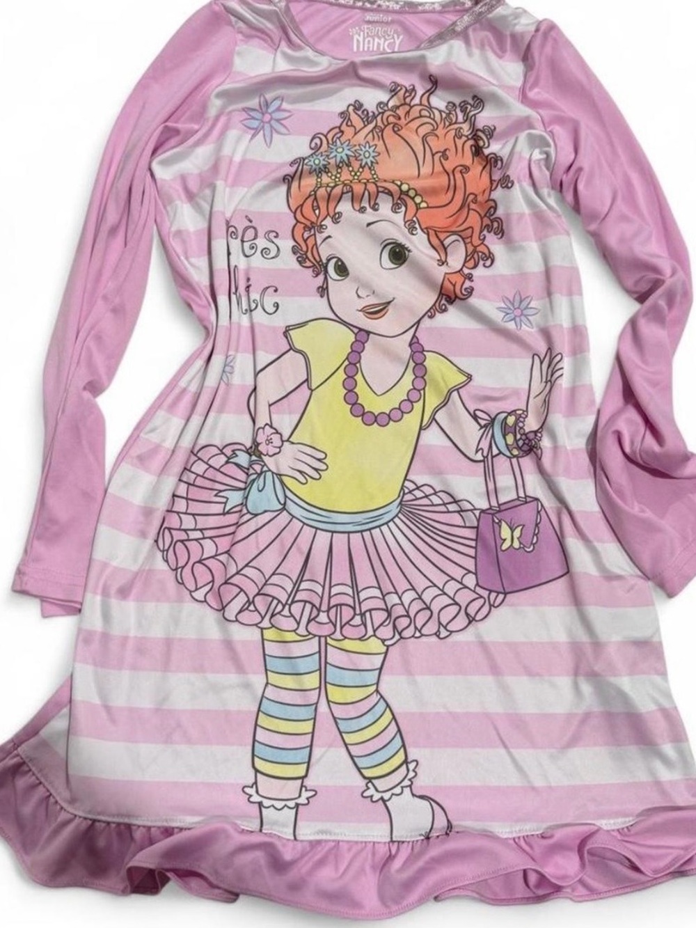 Vintage Disney Fancy Nancy Pink Striped Kids Costume Nightgown